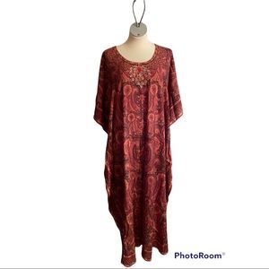 MADE IN DUBAI Paridhi by Pooja Jain Orange Gold Red Womens Beaded Jalabiya